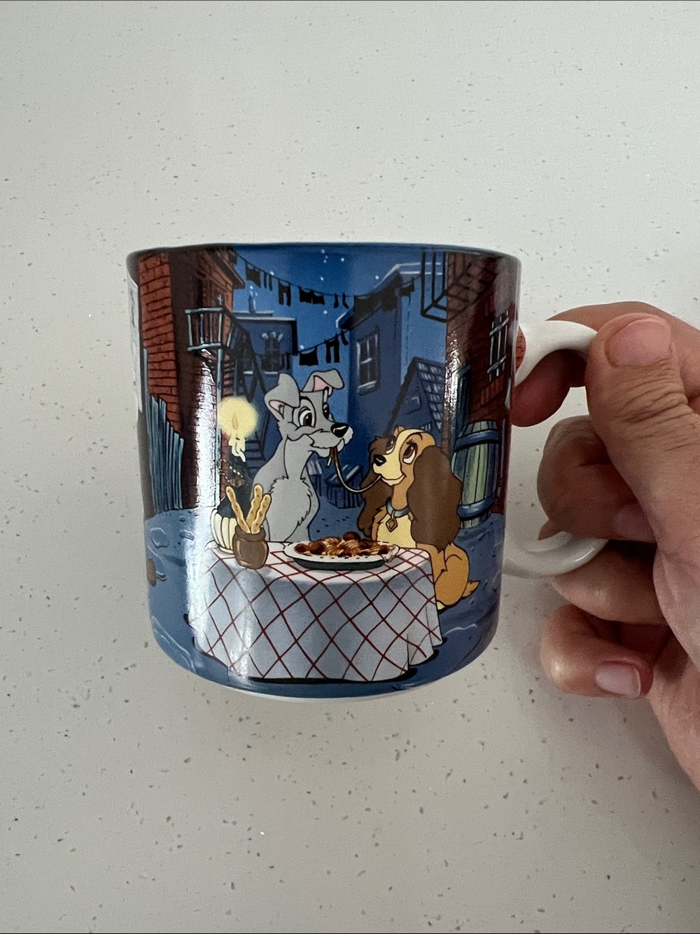 Disney Lady and the Tramp Ceramic Mug - Blue and White